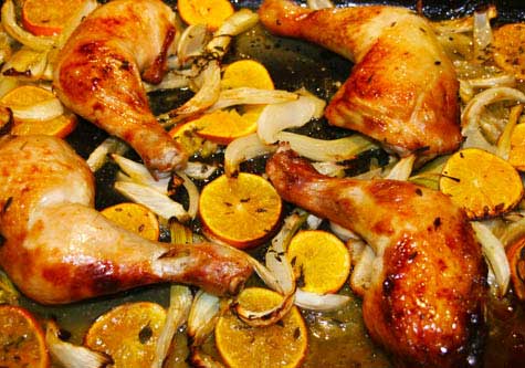 DAILY DINNERS Roasted chicken with clementines and Pernod